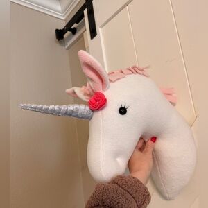 Pink White Unicorn Plush Wall Decor Girls Room Nursery Custom Made whimisical